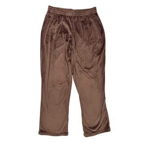 Skims Velour Pant Women Size M Brown Excellent Wide Leg Zip Pockets